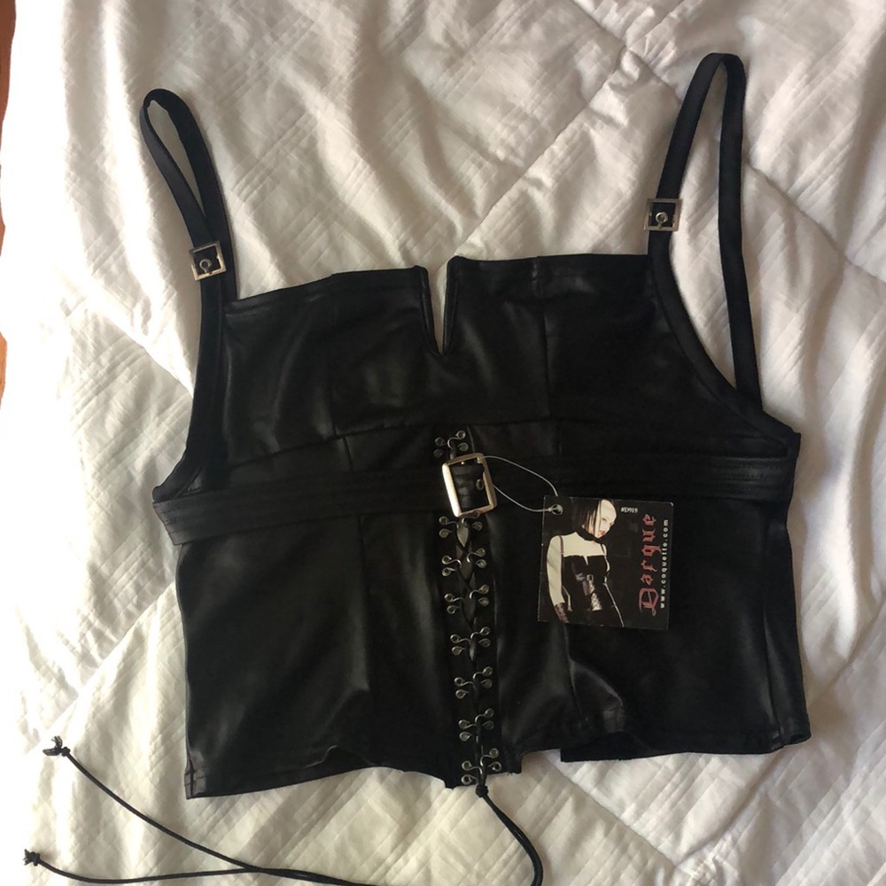 Pleather wet bustier -black size small